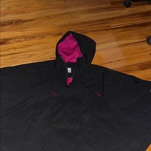 Black Hooded Parka /  Jacket with Pink Lining